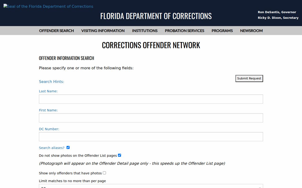 Florida Department of Corrections offender search