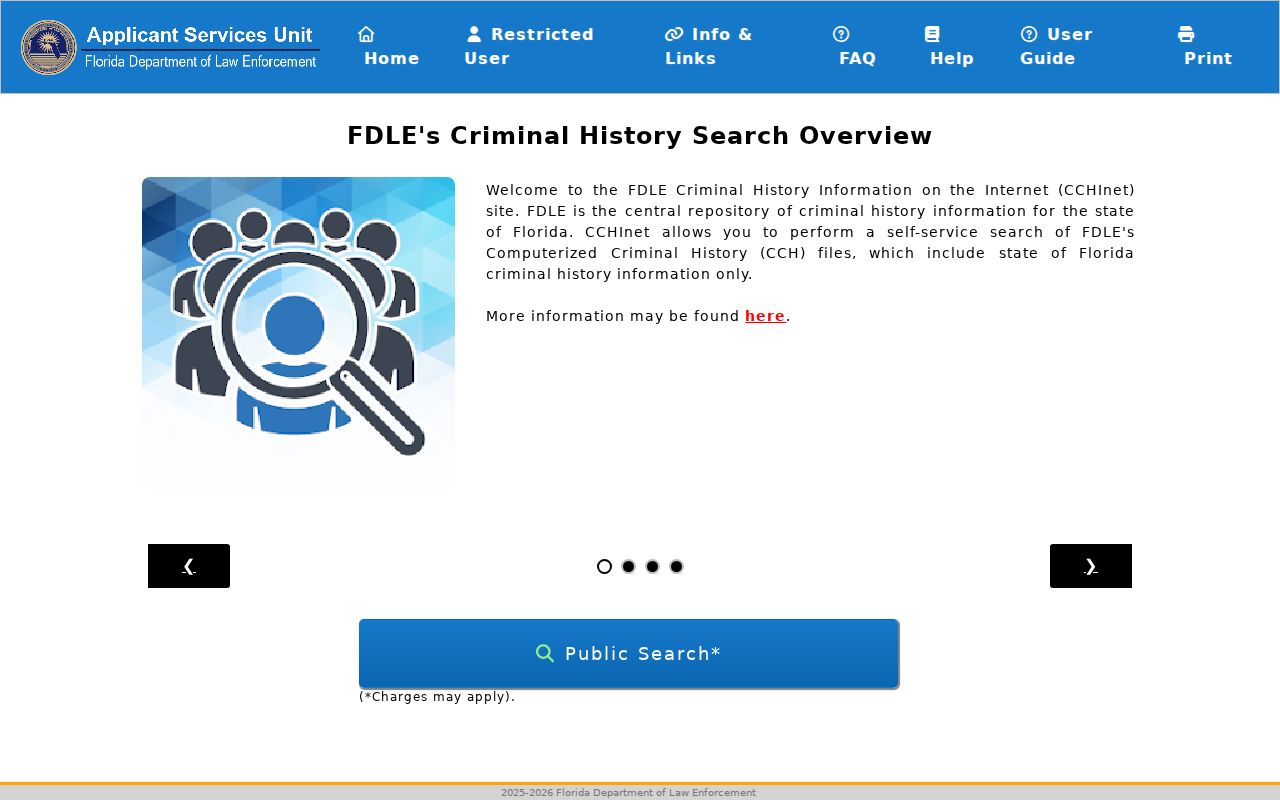 FDLE CCHInet Florida criminal history search