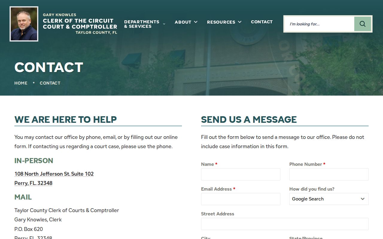 Taylor County Clerk contact and courthouse information