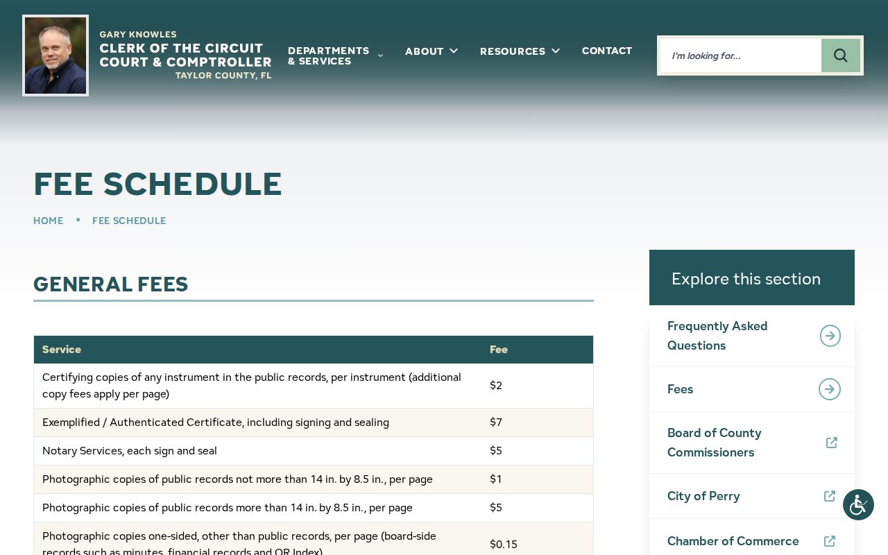 Taylor County Clerk court record fee schedules