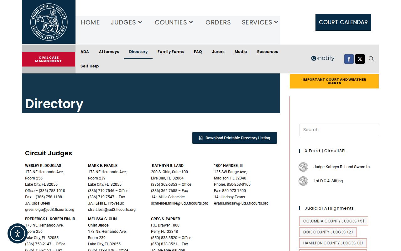Third Judicial Circuit directory for Taylor County courts