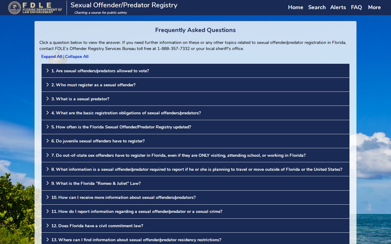 FDLE registry guidance on accuracy alerts and reporting concerns