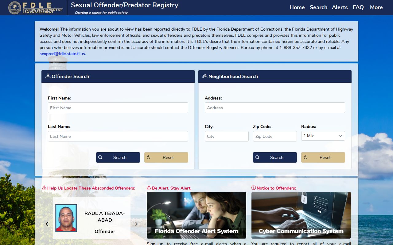 FDLE neighborhood radius map used for Perry registry searches
